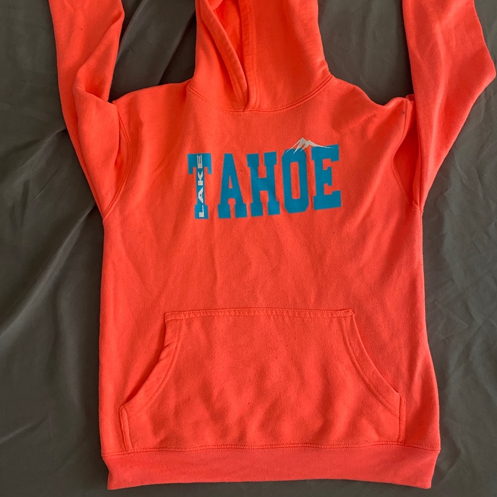 Kids Coral/ Bright Peach Lake Tahoe Souvenir Hoodie